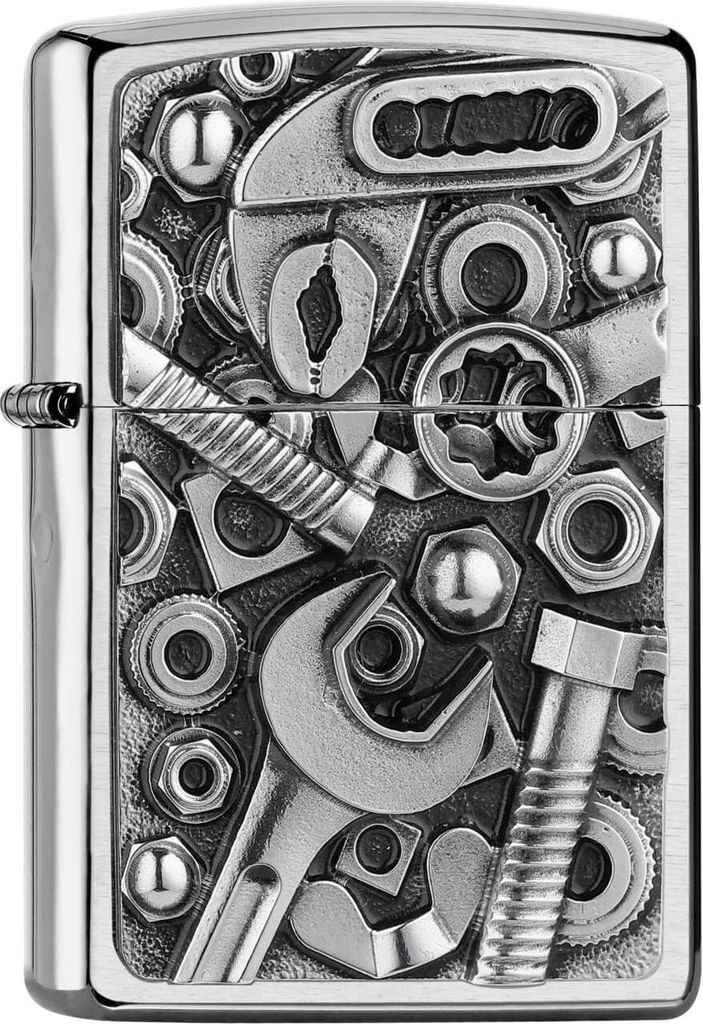 Accendino antivento Zippo cromato spazzolato Screws and Immagine del prodotto 