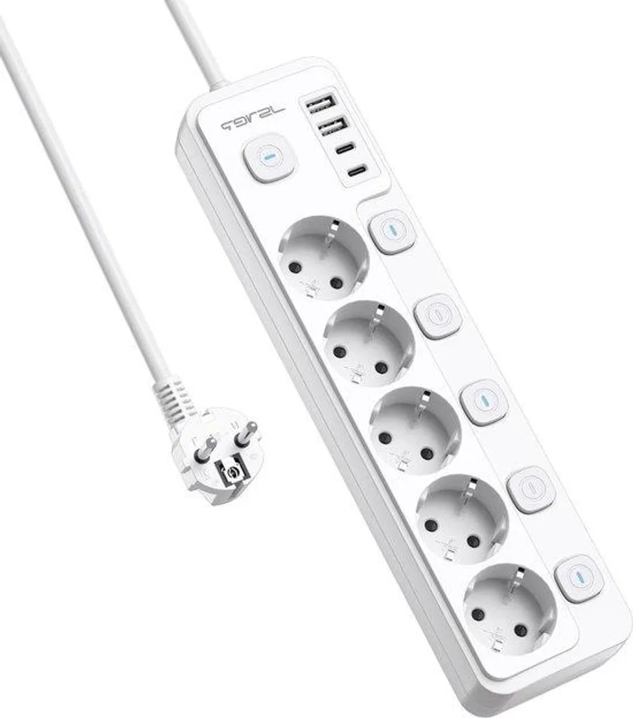 Multiprise contre le gaspillage : 5 prises individuelles et 4 USB