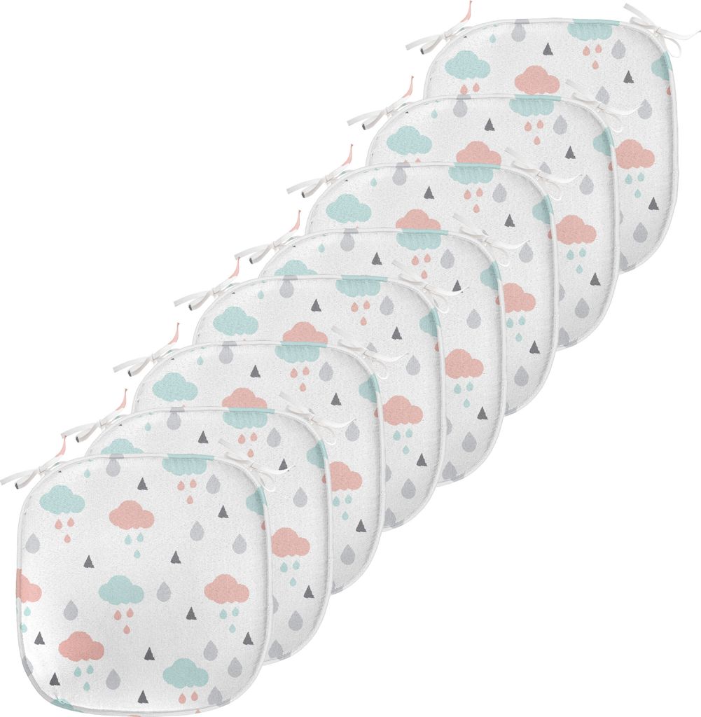 ABAKUHAUS Pastell Polster für Esszimmerstühle, Wolken Regentropfen Winter-, Dekoratives wasserfestes Kissen mit Riemen für Küchensitze, 40 cm x...