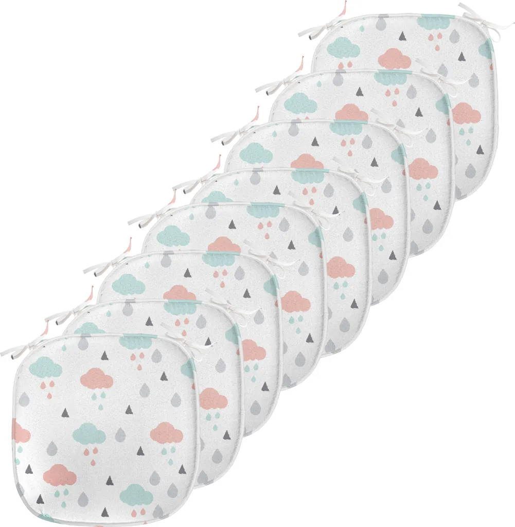 Assise de Chaise Imperméable Nuages et Gouttes de Pluie - Set de 8