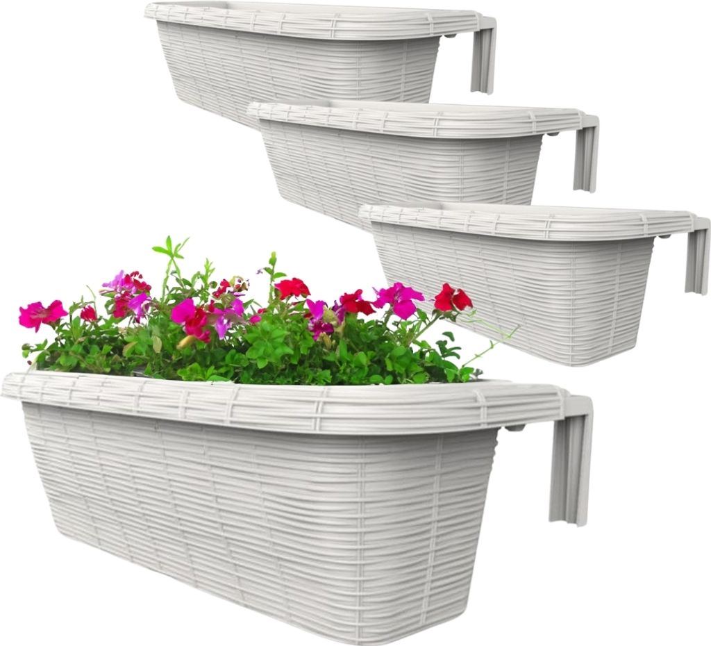 KOTARBAU 4er Set Blumenkästen 40cm - Balkonkasten Mit Halterung Braun