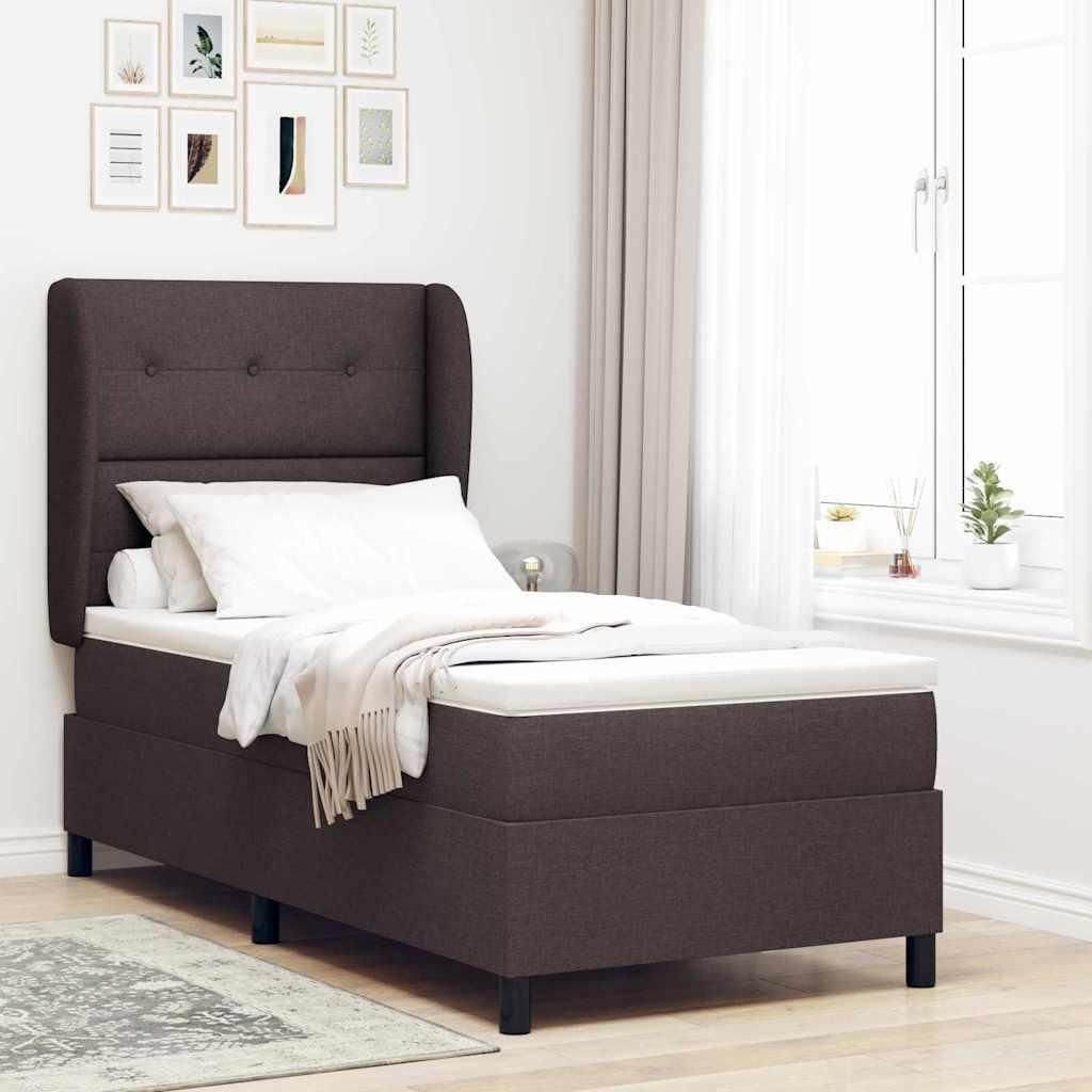Maison Exclusive - Boxspringbett mit Kopfteil Dunkelbraun 90 x 190 cm Stoff