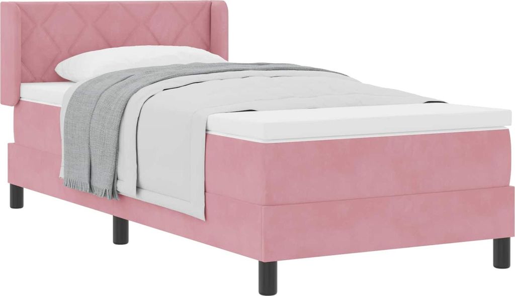 Boxspringbett mit Matratze mit Kopfteil Rosa 200 x 100 cm Samt