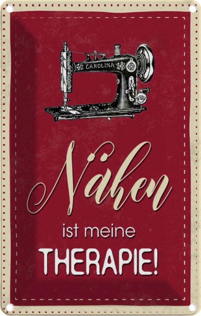 vianmo Blechschild 18x12 cm Nähen ist meine Therapie Beruf Arbeit