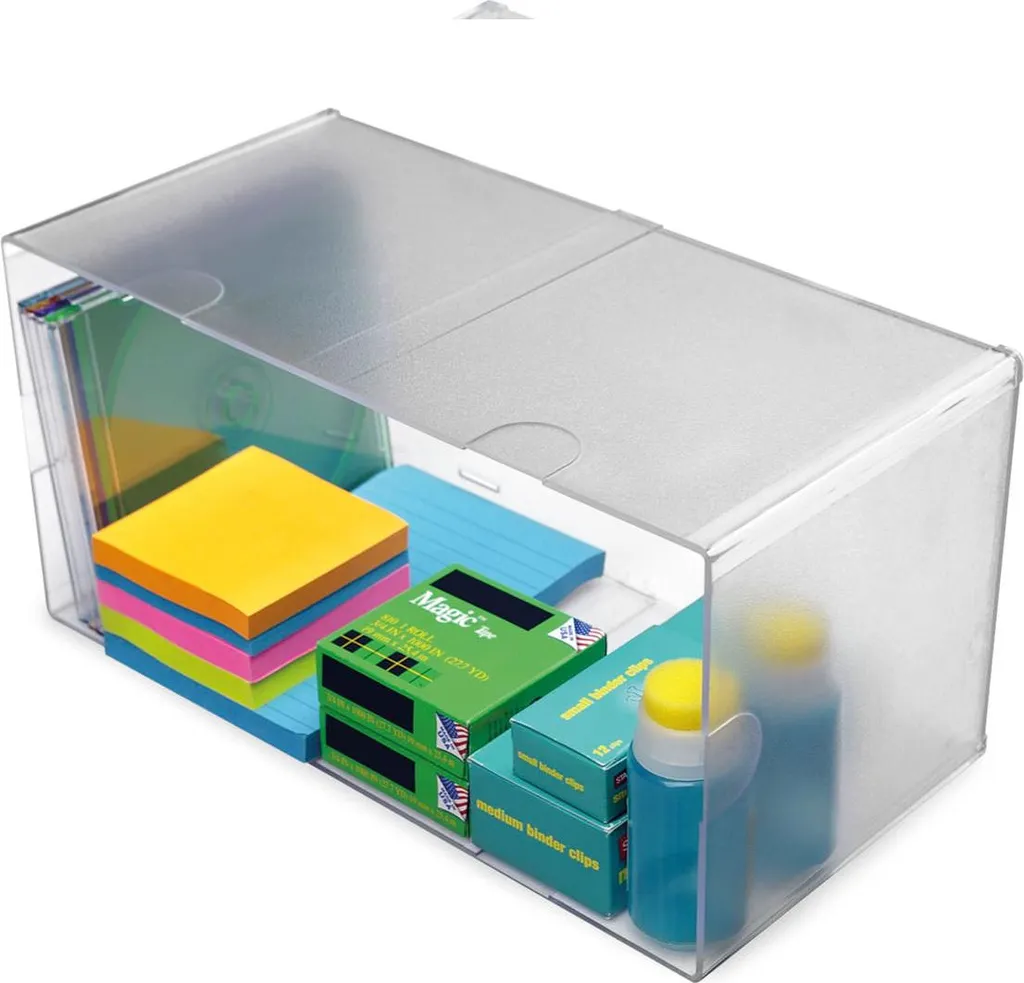 Boîte de rangement transparente Cube Double Magnetoplan pour bureau ordonné