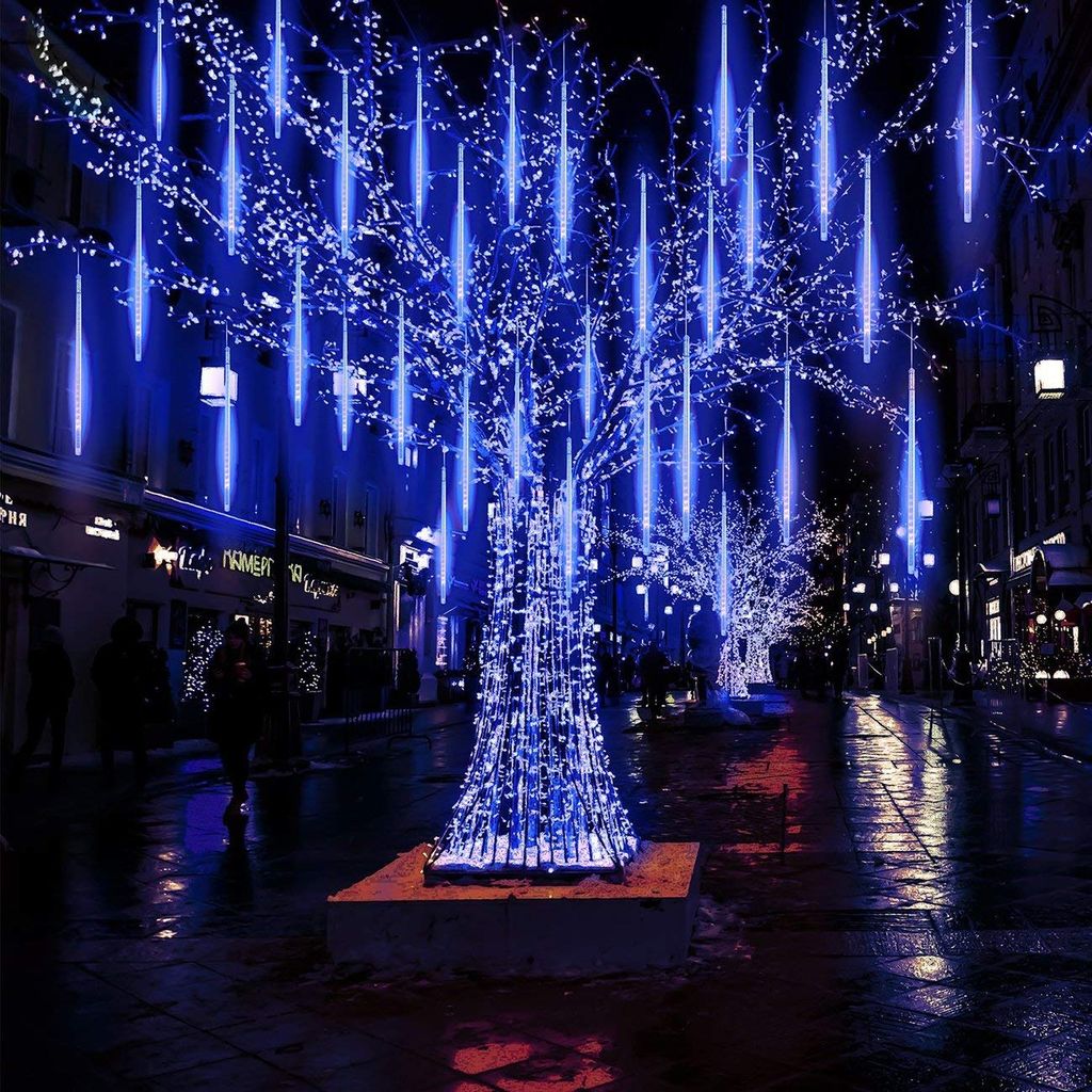 LED Meteorschauer Weihnachten Lichterkette Schneefall Eiszapfen Regentropfen 