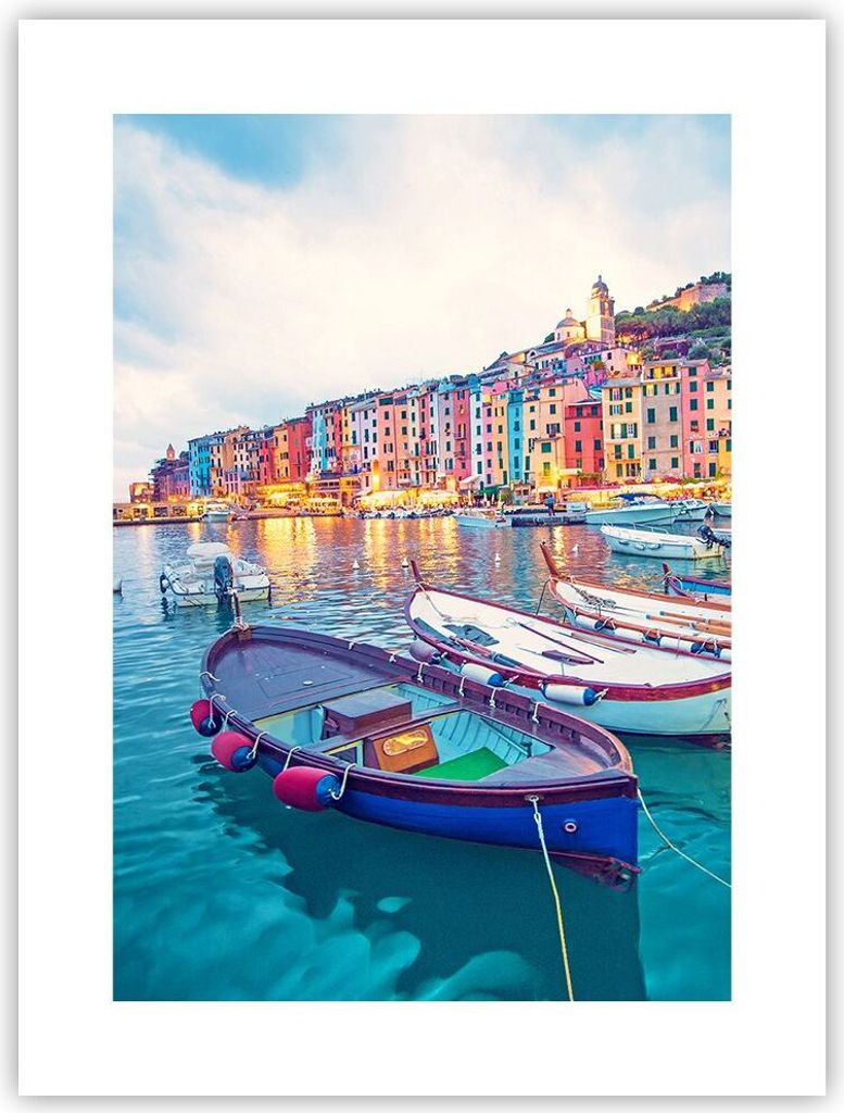 Poster - Poster ohne Rahmen - Porto Boote die Farben - 30x40 cm - Wand Bild - Wanddeko - Wandbilder - Kunstposter - Wandposter - Bilder - Kunstdruc...