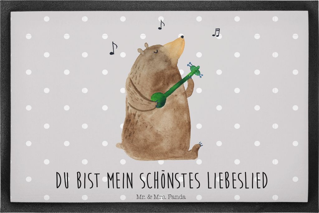 Mr. & Mrs. Panda Schmutzmatte Bär Lied 40 x 60 cm - Grau Pastell - Geschenk, Schmutzfangmatte, Song, fußmatte, Bodenvorleger, Valentinstag, Saube...
