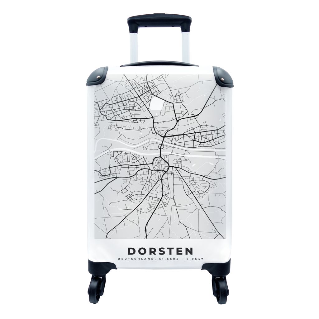 MuchoWow Koffer Handgepäck Trolley Rollkoffer Kleine Reisekoffer mit 4 Rollen - Karte - Deutschland - Dorsten - Karte - Stadtplan - Cabin Size <...