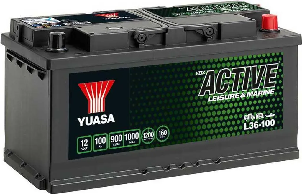 Batterie Yuasa 12V 100Ah 900A Active Leisure P+ pour Camping-Car