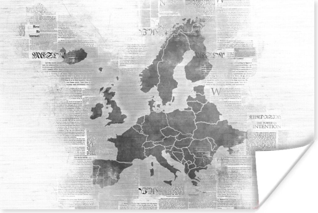 MuchoWow Poster Eurocard - Zeitung - Schwarz und weiß 60x40 cm - Schlafzimmerdekoration