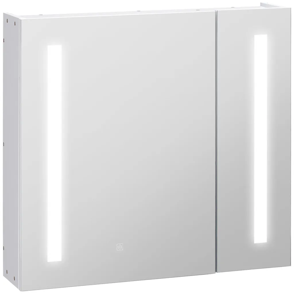 Meuble miroir LED de salle de bain blanc avec étagères 3 niveaux