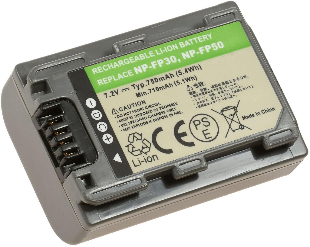 Akku für Sony NP-FP30 NP-FP50 Li-Ion 7,2V 750mAh Produktbild 