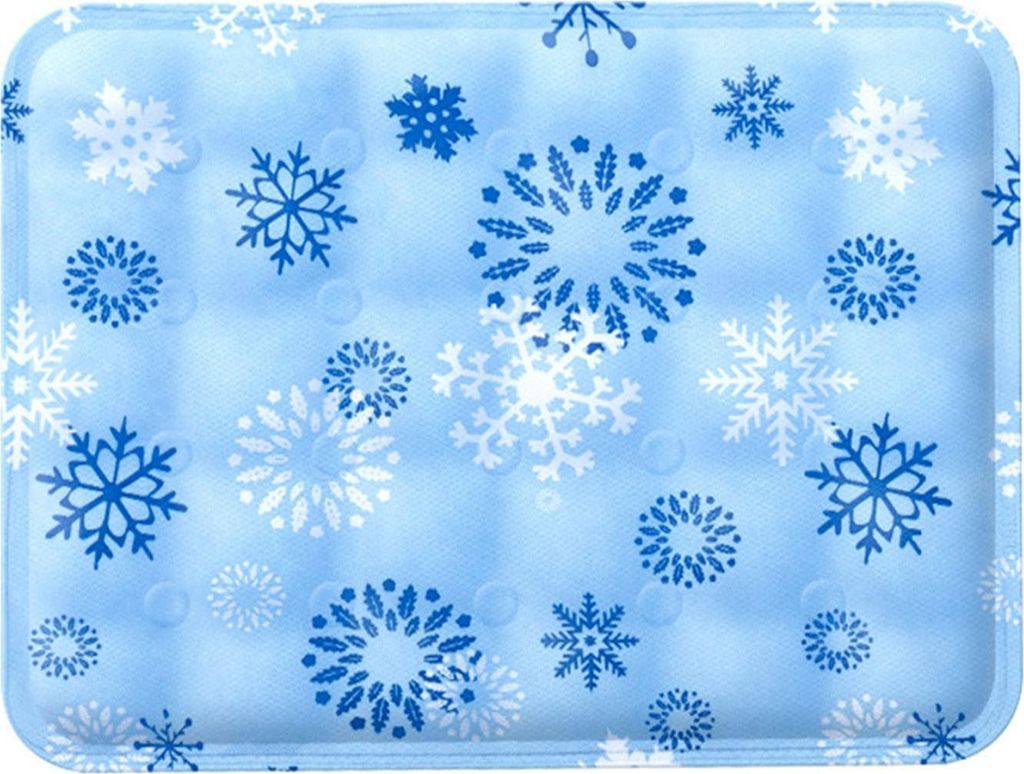 Kühlmatte für Haustiere, wasserdicht, weich, kratzfest, sicher, verdickt, für Katzen und Hunde, Eispolster, Bett für den Sommer, blaue Schneefl...