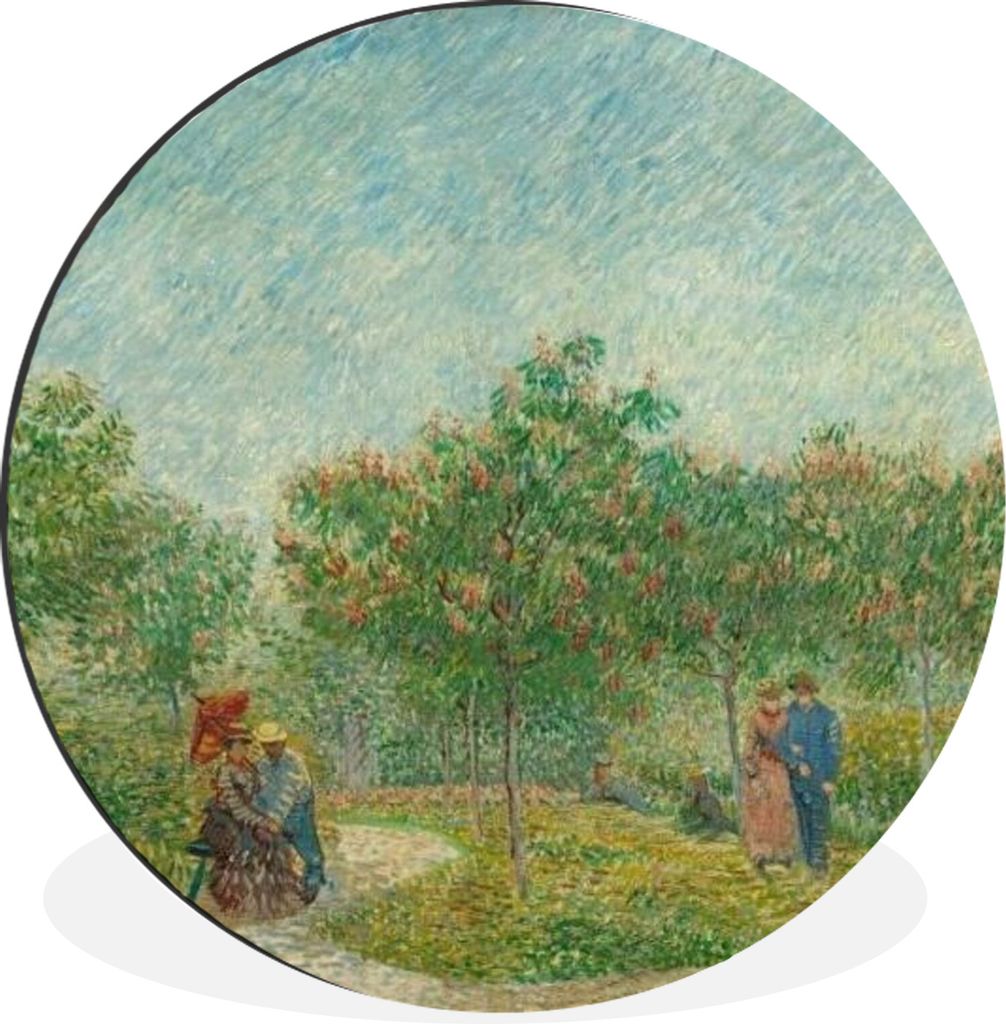 MuchoWow Aluminium Wandkreis Garten mit Liebenden - Vincent van Gogh Ø 60 cm Wanddeko Modern Wohnzimmer - Wand Kreis - Wandbild - Schlafzimmer -...