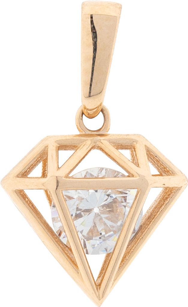 Golders Diamantförmiger-Anhänger aus 585 Rotgold mit Zirkonia, Goldanhänger Diamant