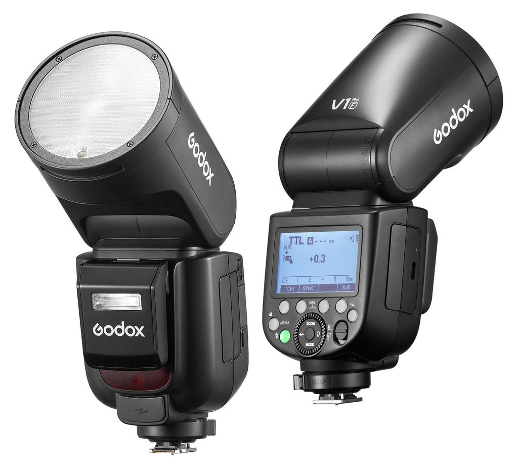 GODOX V1 PRO F 2,4-GHz-Funkblitz für Kameras, 1/8000 s HSS, 1,3 s Ladezeit, M/TTL-Blitzmodus, 10-stufige Helligkeitsregelung, Typ-C-Stromversorgung