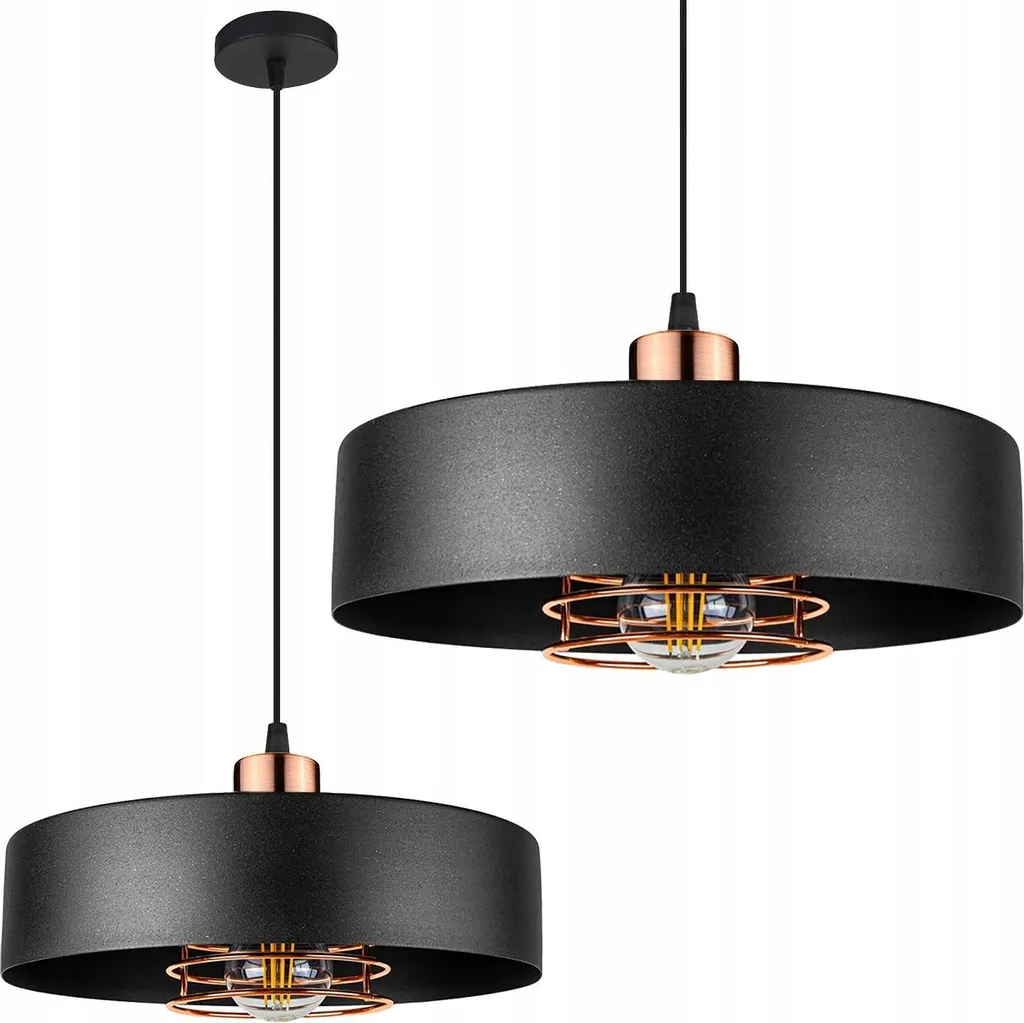 Lustre Suspension Moderne Toolight APP1246 Noir Rose Gold pour Salon