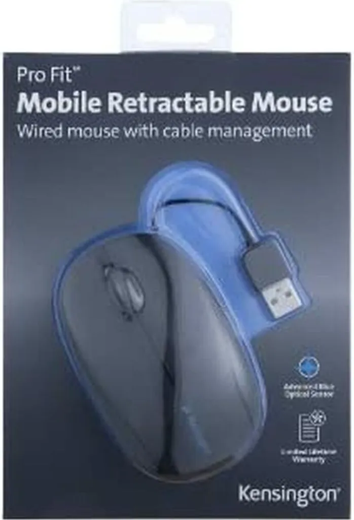 Souris portable filaire Kensington Pro Fit compacte pour voyage et bureau