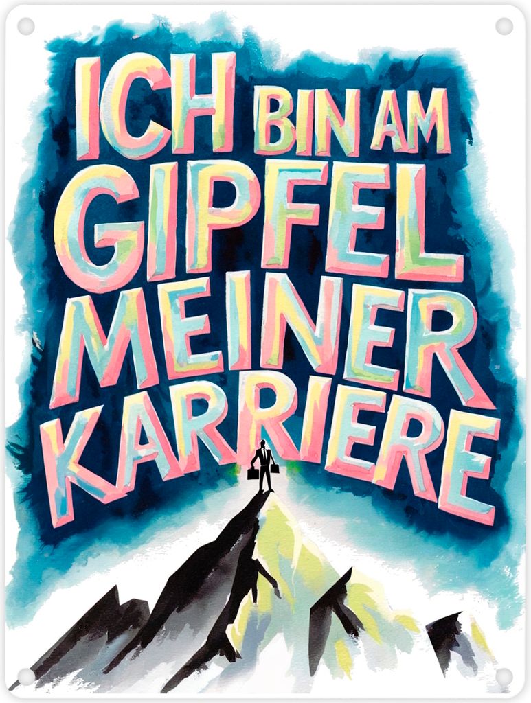 Gipfel meiner Karriere Metallschild in 15x20 cm Geschäftsperson auf Berggipfel