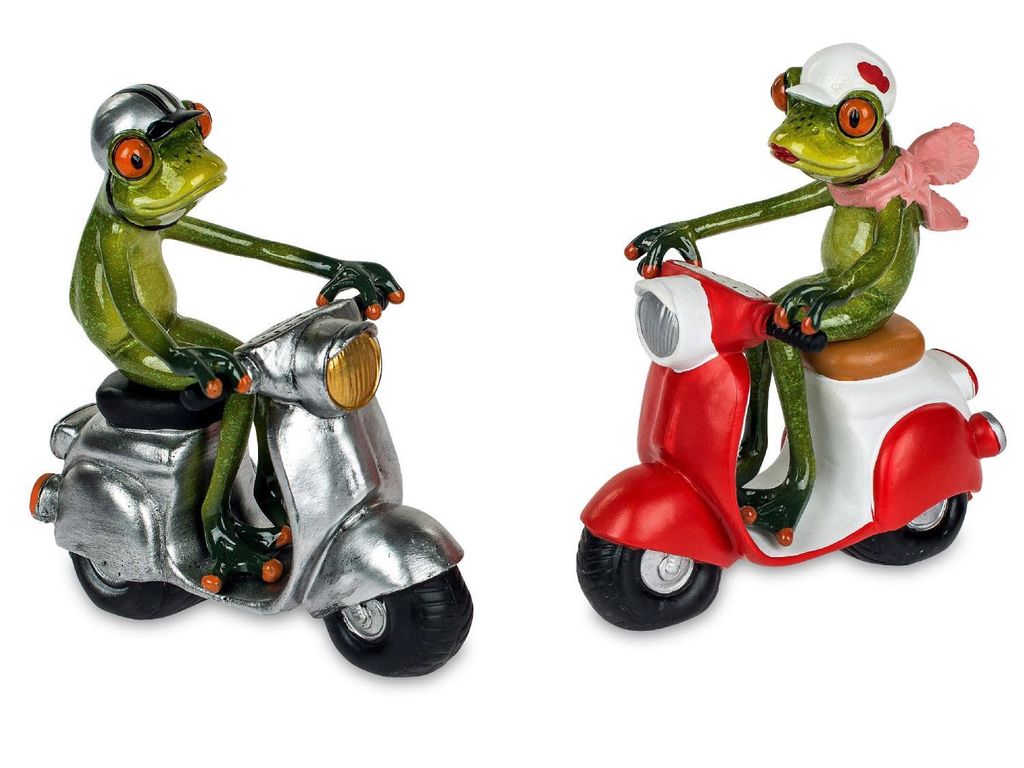 Formano lustige Frösche Figur Frosch auf Roller silber Poly Produktbild 