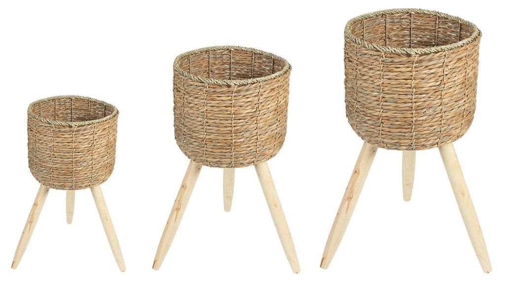 Übertopf NAPARI 3er Set mit Standfuß - Natur, Robustes Produktbild 