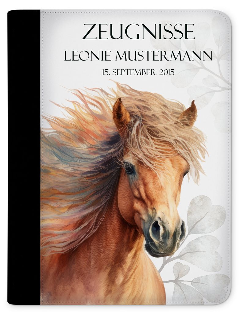 Zeugnismappe, Dokumentenmappe, Ordner A4, Pony mit Klarsichthüllen