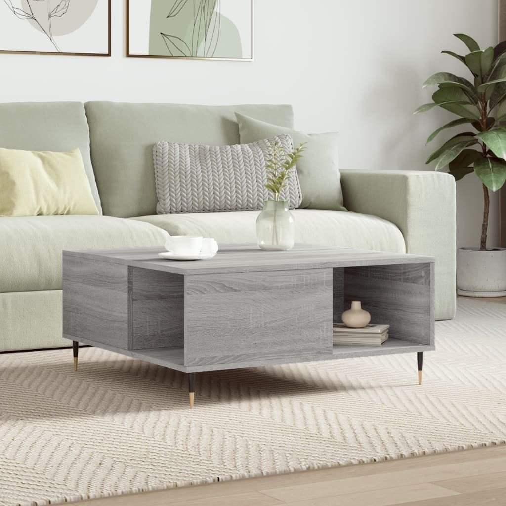 "Rabatt" Couchtisch modern - Wohnzimmertisch - Einfache Montage - Grau Sonoma 80x80x36,5 cm Holzwerkstoff - Kaffeetisch CC22612