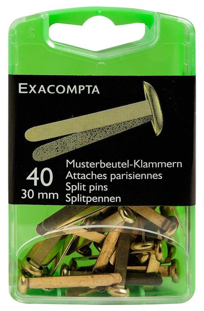 EXACOMPTA Rundkopf-Musterbeutelklammern aus Messing 30 mm 40 Klammern