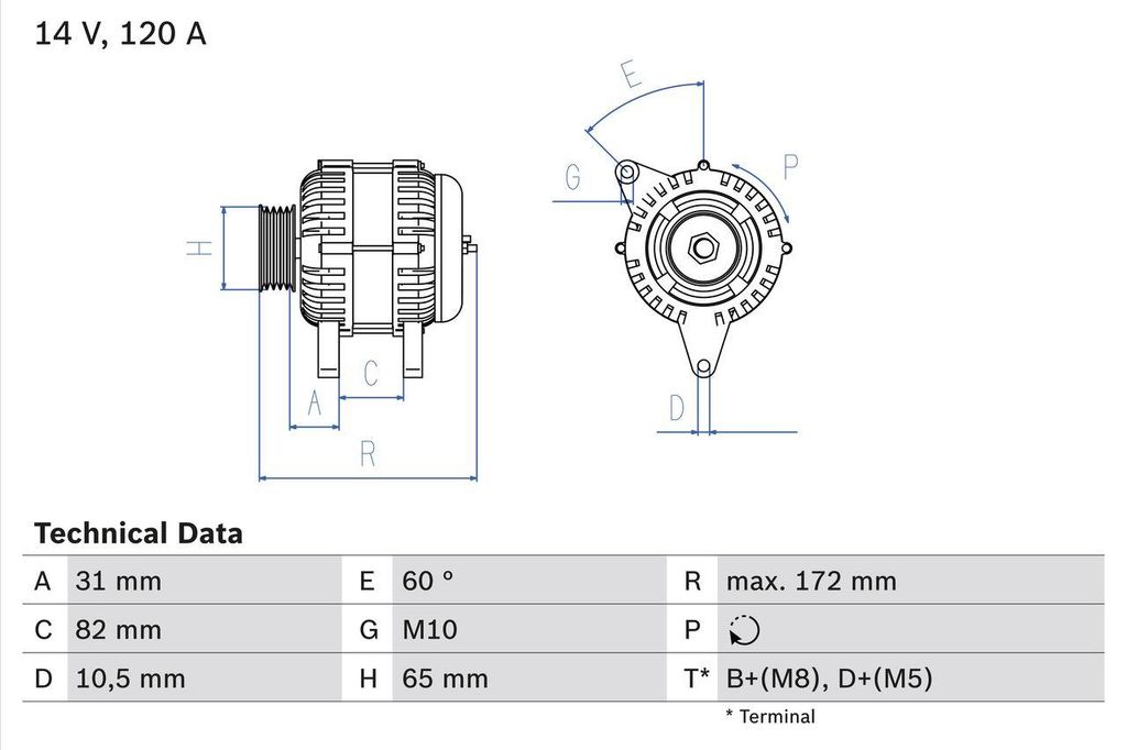 0 986 038 180 BOSCH generátor x