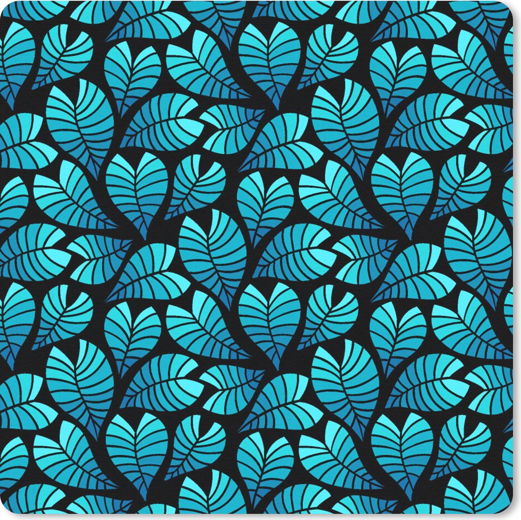 MuchoWow Mauspad Mousepad Dschungel - Blau - Blatt - Pflanzen - Muster 20x20 cm - Mousepads - Maus Mat - Pad - Mausunterlage - Desk Mat - Bureaua...