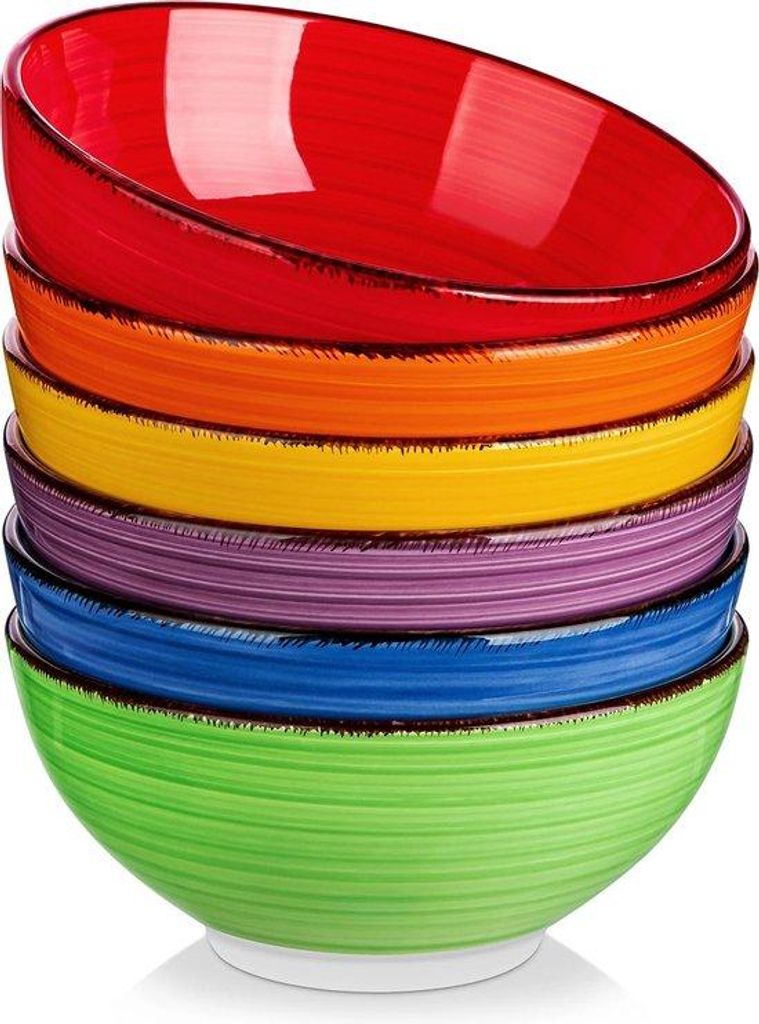 Keramiek Schüssel Set 6teilig 800ml blau Oberfläche für Suppe und Nudeln