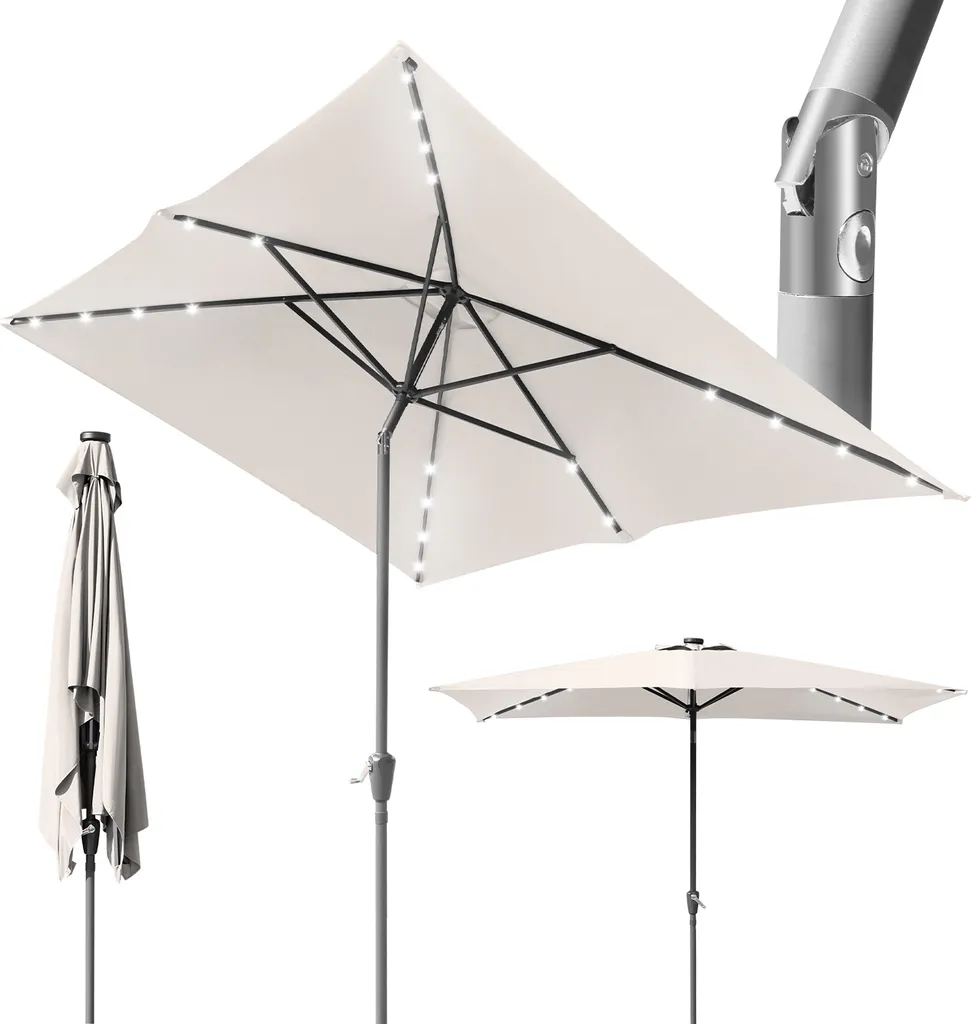 Ombrellone Aopunly 210x140 Beige con Manovella e Inclinazione