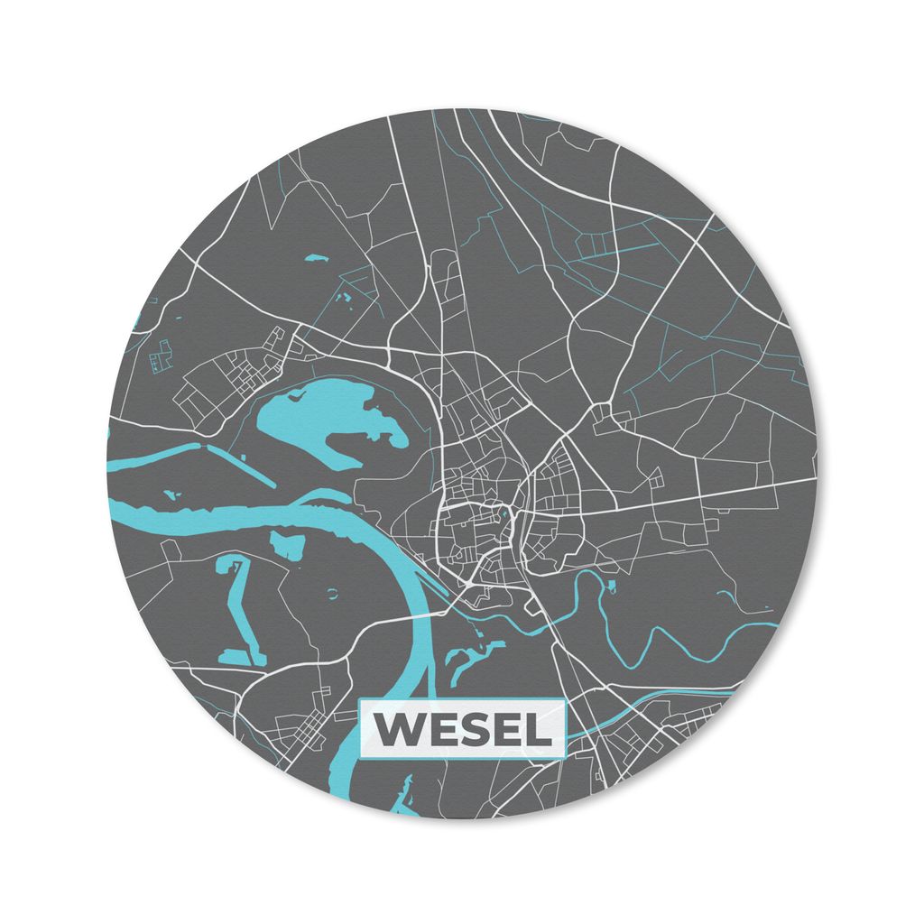 MuchoWow Mauspad Mousepad Deutschland - Blau - Wesel - Stadtplan - Karte 50x50 cm - Mousepads - Maus Mat - Pad - Mausunterlage - Vinyl