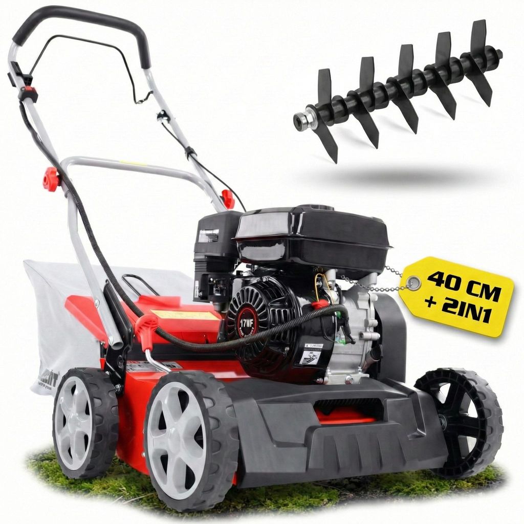 HECHT 5645 Vertikutierer Benzin | 2in1 Rasenlüfter | 40 cm Arbeitsbreite | 5,8 PS | Zentrale Höhenverstellung | 15 Messer | 26 Krallen