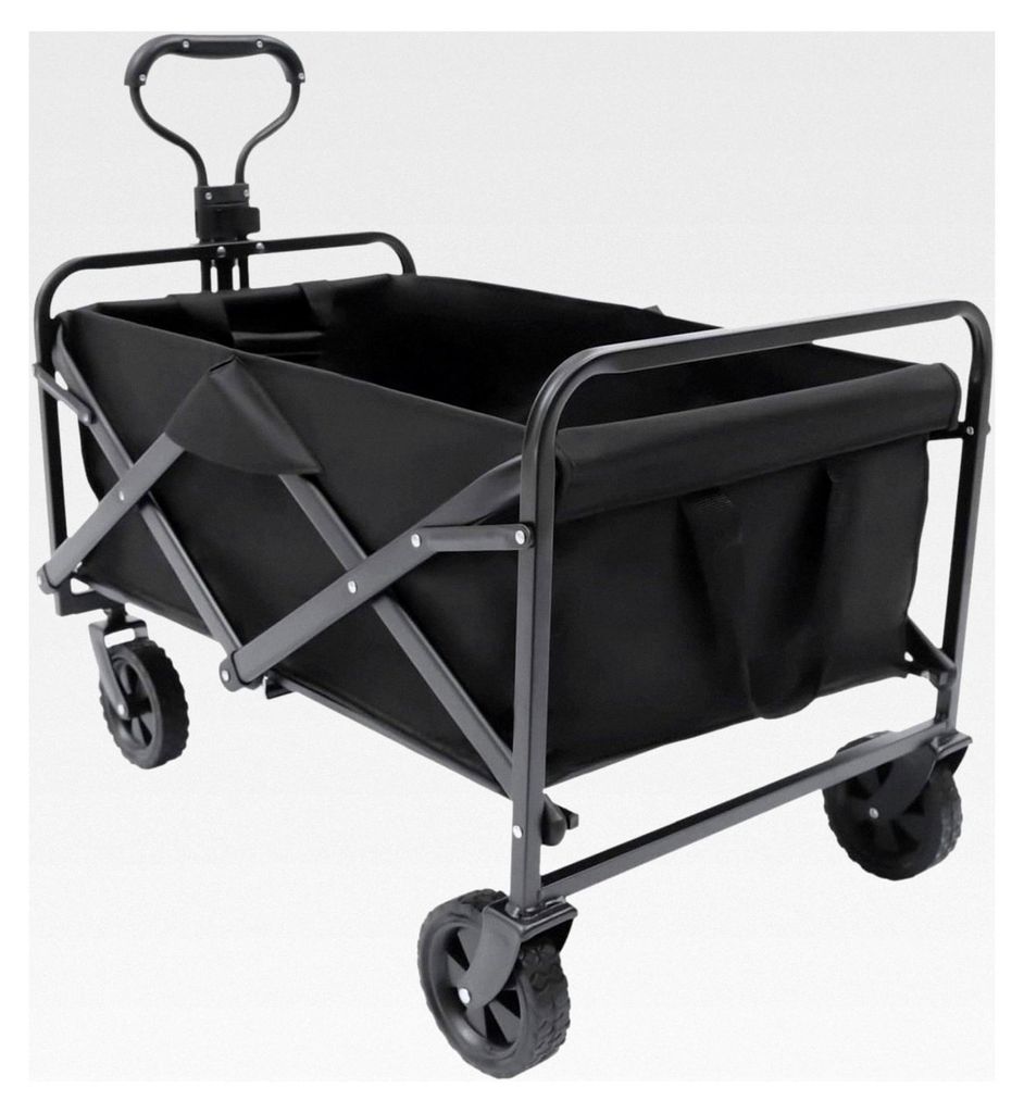 Faltbarer Gartenwagen mit 4 Rollen, verstellbarem Handgriff, Transportkarre für alle Gelände, geeignet für Einkäufe und Camping, 80 kg Tragfäh...