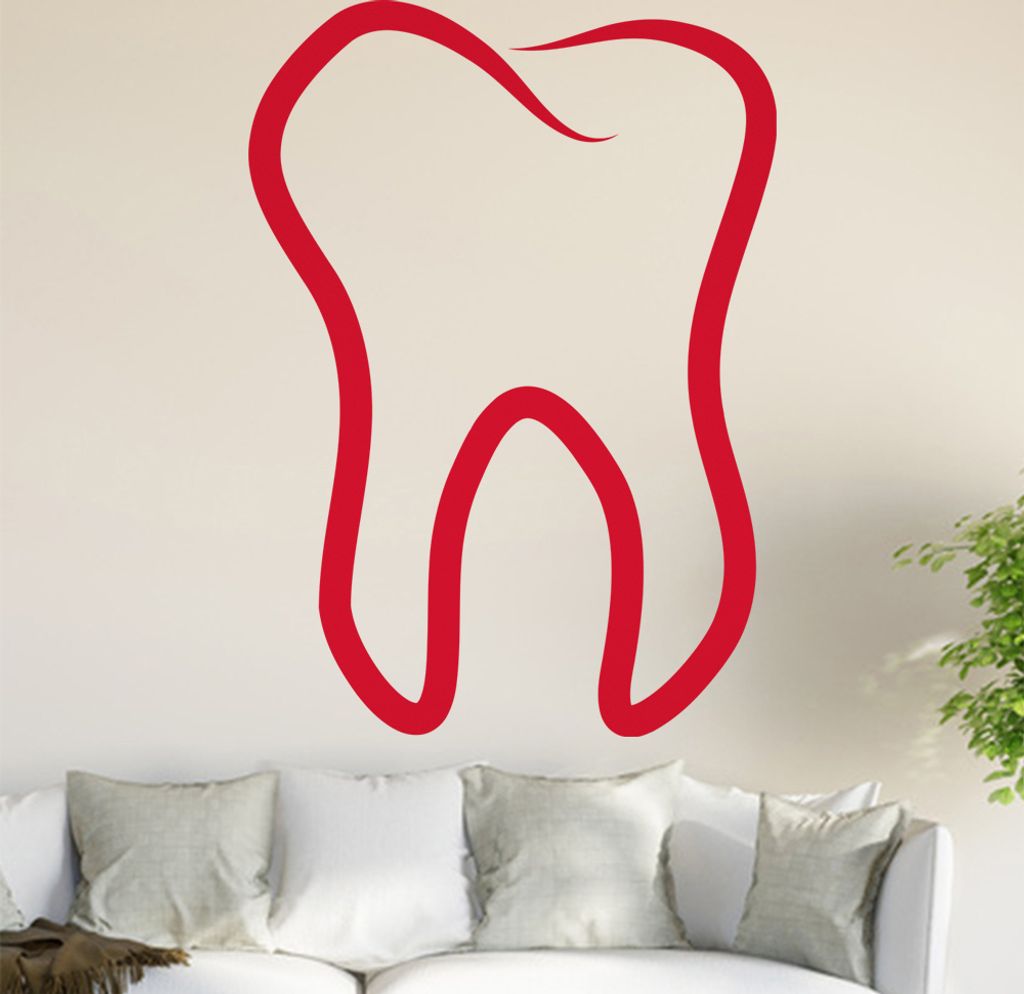 Zahn Wandtattoo in 6 Größen - Wandaufkleber Wall Sticker - Dekoration, Küche, Wohnzimmer, Schlafzimmer, Badezimmer