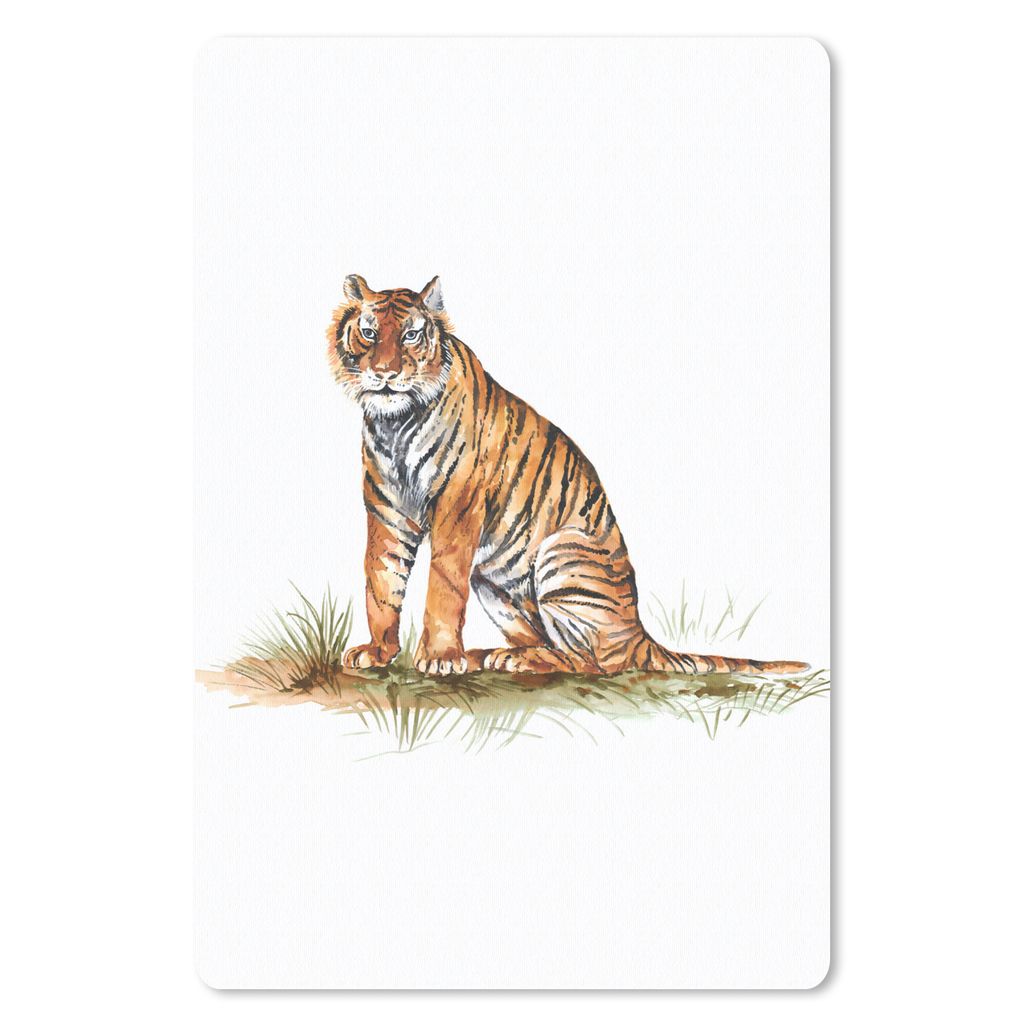MuchoWow Mauspad Mousepad Tiger - Weiß - Gras 40x60 cm - Mousepads - Maus Mat - Pad - Mausunterlage - Schreibtisch Accesoire