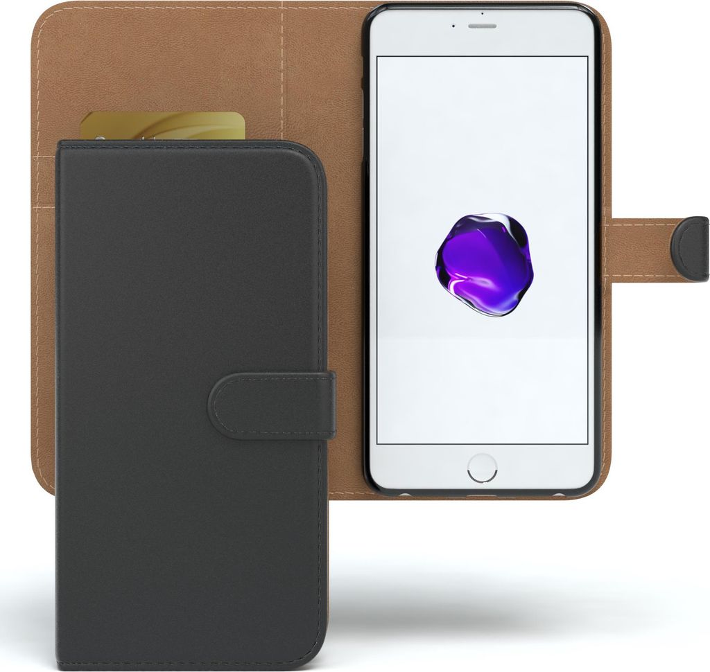 EAZY CASE Business Hülle für Apple iPhone 8 Plus / 7 Plus klappbar, Premium Kunstleder Handyhülle mit Kartenfach