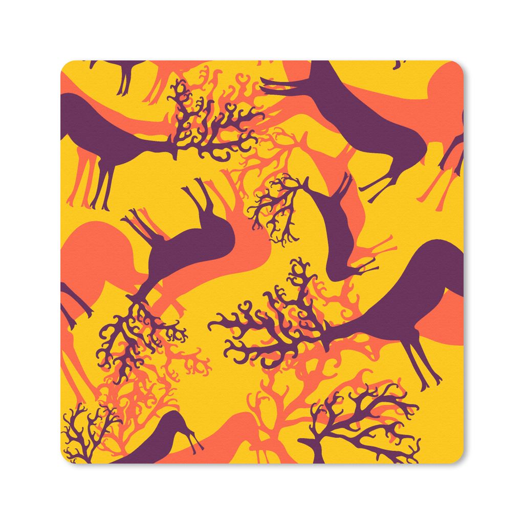 MuchoWow Mauspad Mousepad Muster - Hirsche - Farben 20x20 cm - Mousepads - Maus Mat - Pad - Mausunterlage - Desk Mat - Bureauartikeln