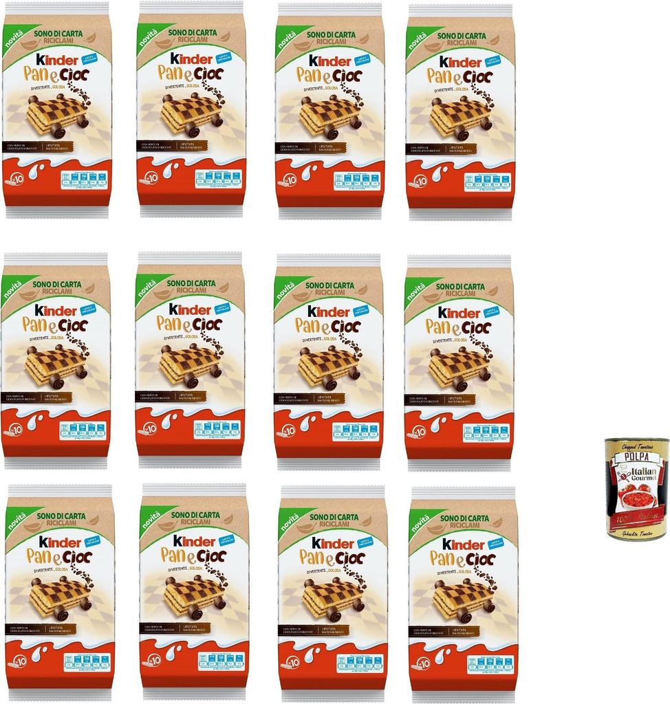 Kinder Ferrero panecioc Kuchen mit mit Kakao- und Schokostückchen kekse riegel cookies 12x 290g + Italian Gourmet polpa 400g