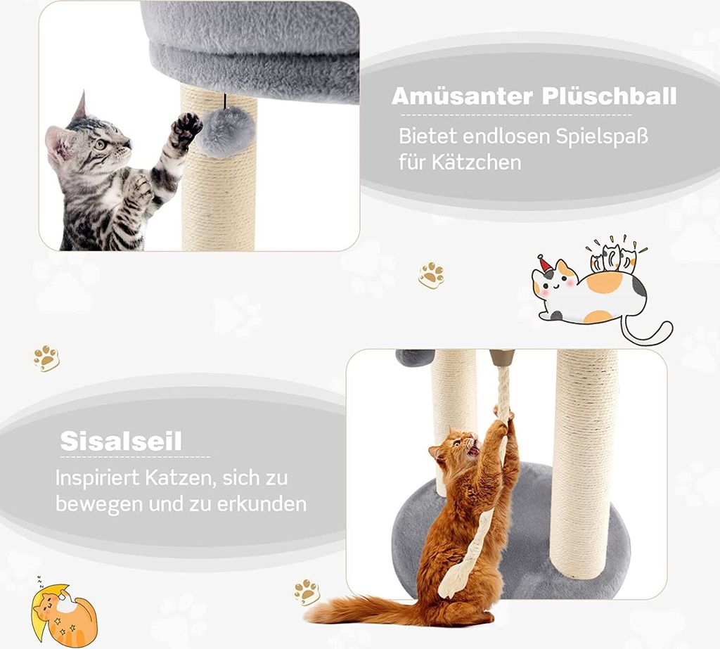 COSTWAY 4in1 Kratzbaum Klein 50,5cm, Katzenbaum mit weicher Produktbild 5