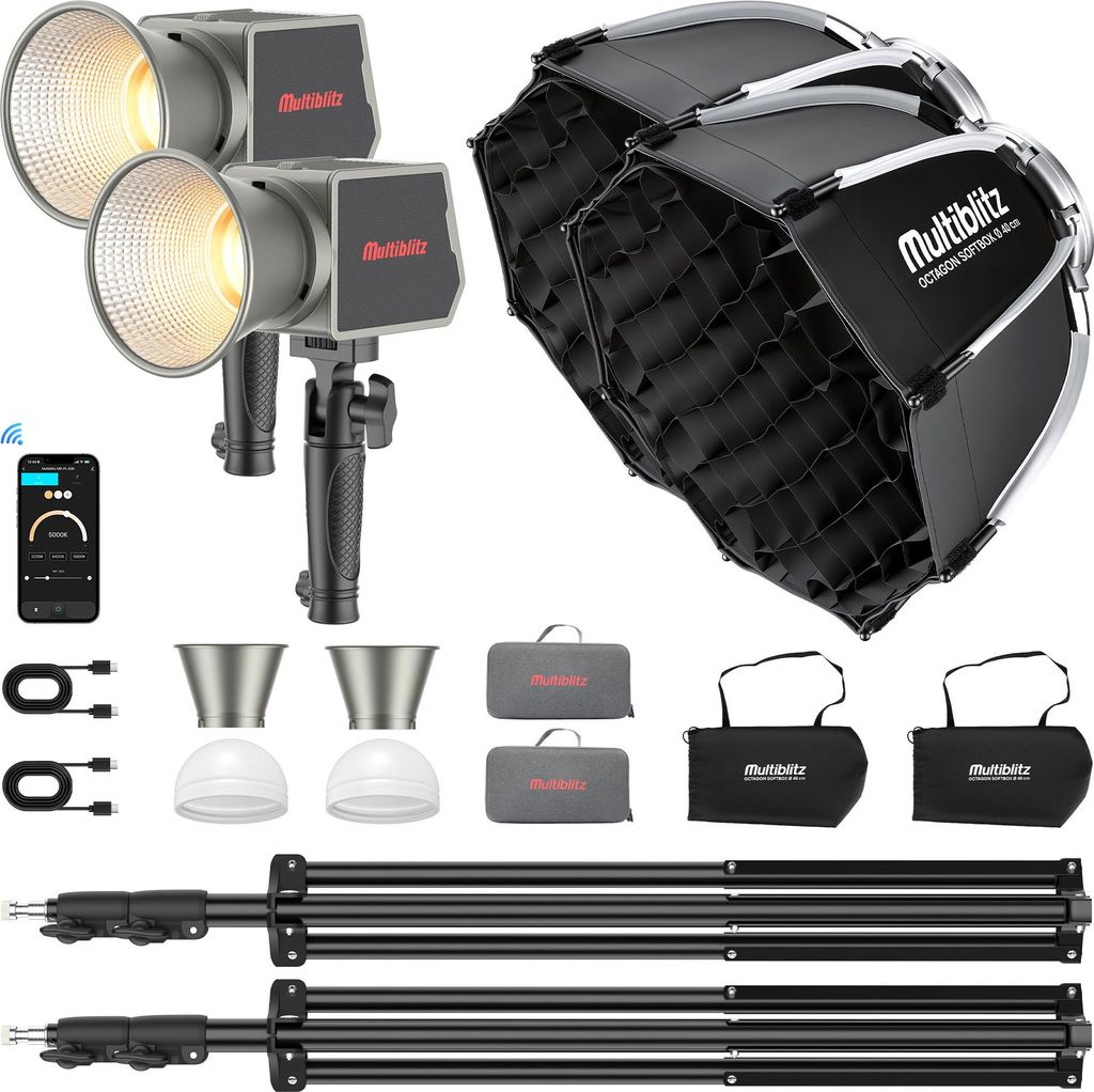 Multiblitz Set aus 2x LED 60B Fotolicht mit 2x FT-8051 Produktbild 