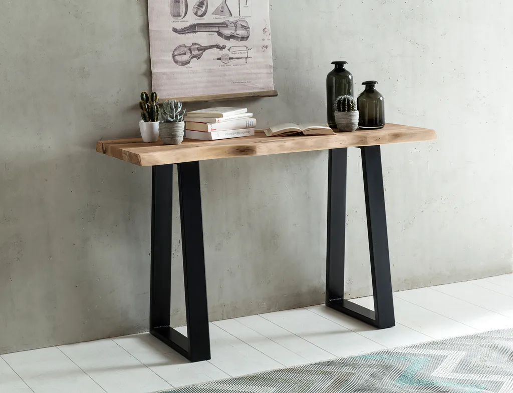 Console en acacia massif GAYA meuble d'entrée style bord de tronc 120cm