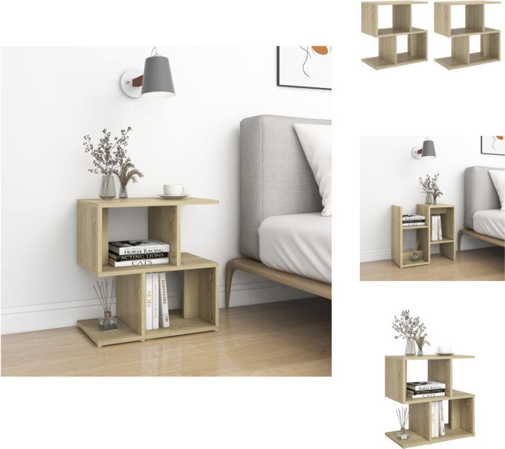 vidaXL Nachttische 2 Stk. Sonoma-Eiche 50x30x51,5 cm Holzwerkstoff - Nachttische
