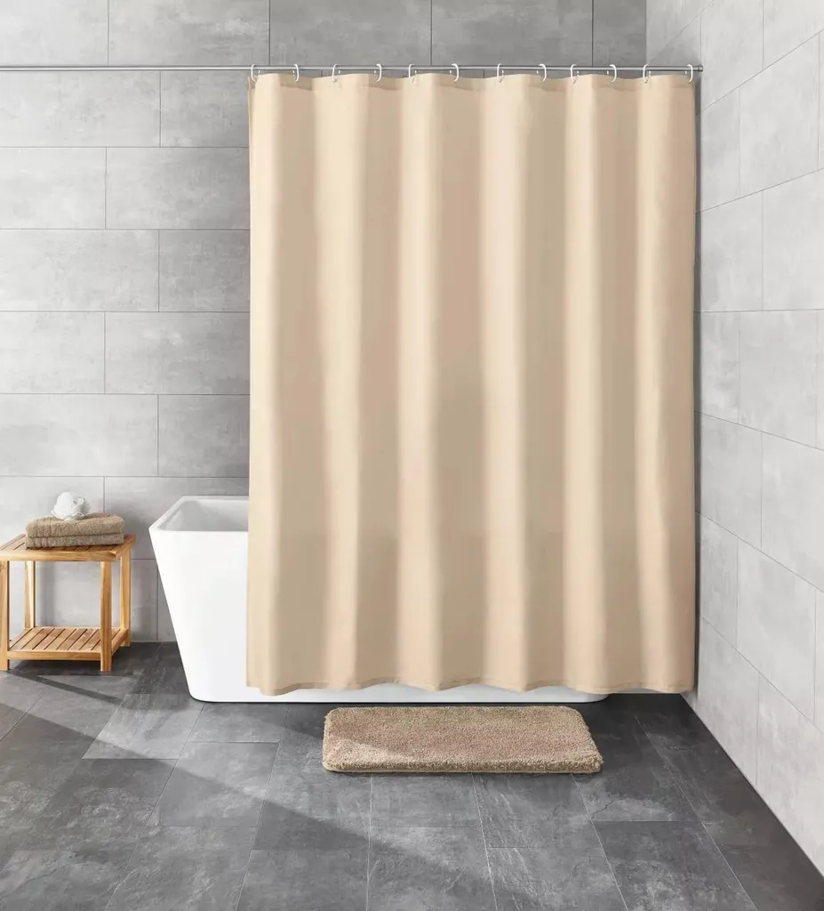 Rideau de douche textile RICA Naturel 180x200 cm : Fini l'eau partout !