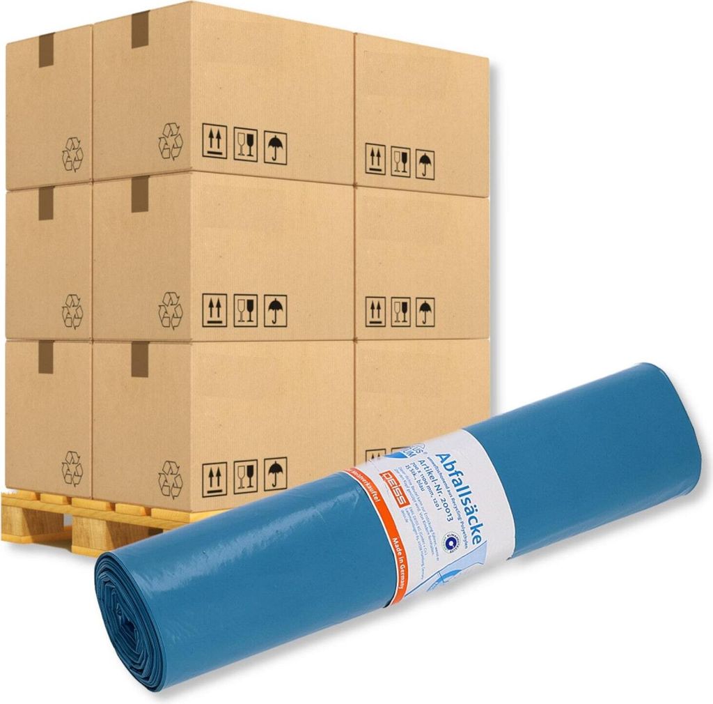 Müllsäcke DEISS Premium Plus 120 L Typ 60 blau 1 Palette Müllbeutel Abfallsack