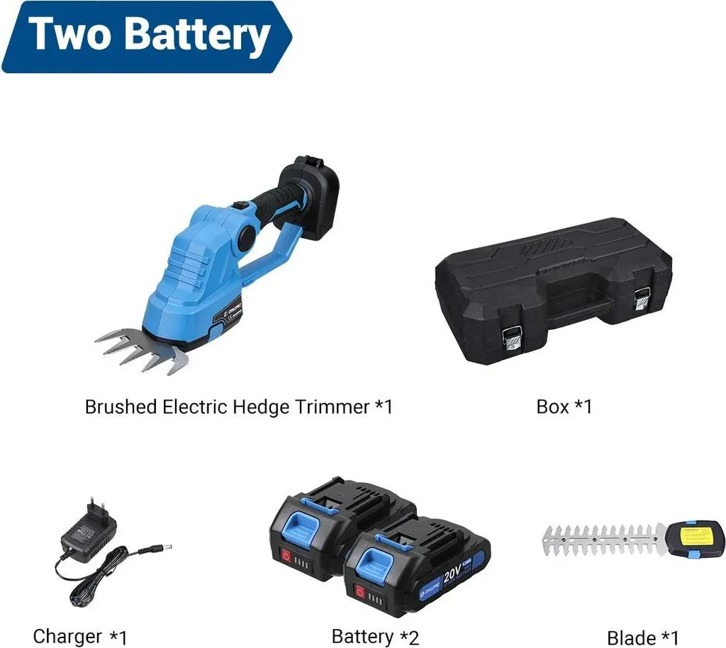 Offerta Tagliasiepi a Batteria 21V - Tagliaerba 2 in 1 con 2 Batterie