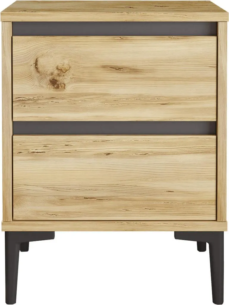 Table de nuit avec rangement 2 tiroirs pour chambre moderne Okwara gris