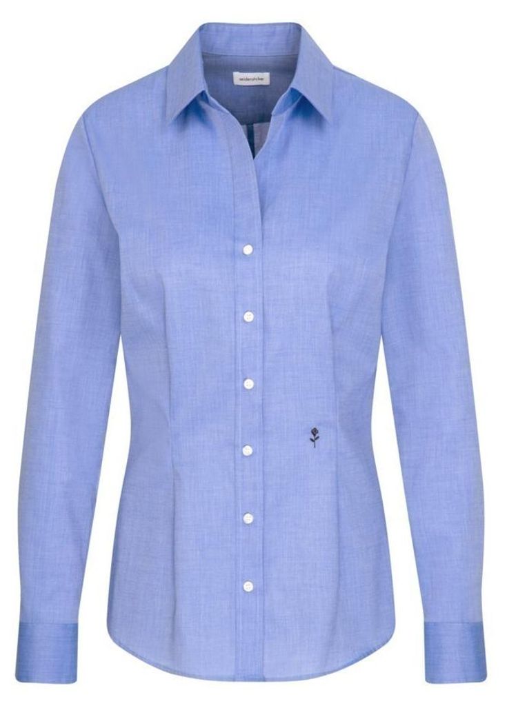 Seidensticker CITY-BLUSE Damen Langarm Kent Slim-Fit Mittelblau 42